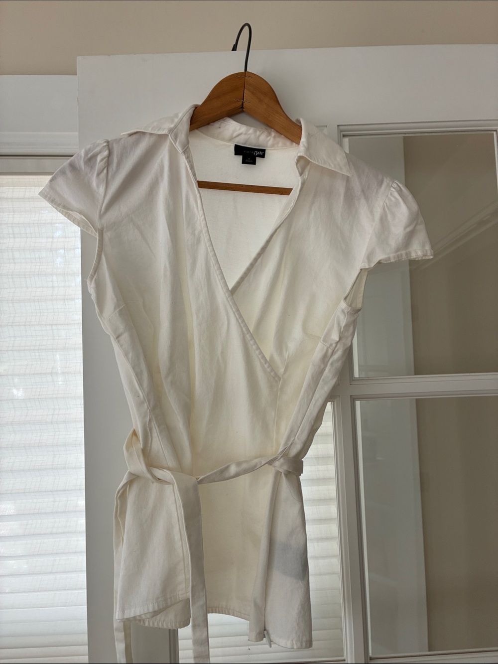 East 5th Cream Wrap Blouse